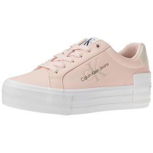 Calvin Klein Jeans Women's Bold Vulc FLATF Low LACE LTH ML YW0YW01294 Vulcanized Sneaker, Pink (Peach Blush/Eggshell), 6.5 UK