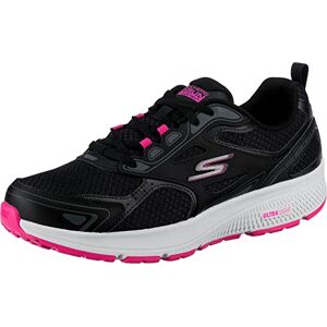 Skechers Go Run Consistent, Women'S Go Run Consistent Slip On Trainers, Black (Black Leather/synthetic/pink Trim/textile Bkpk), 7 Uk (40 Eu)