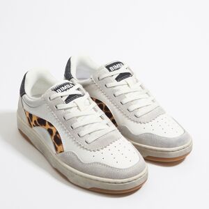 BIMBA Y LOLA White leopard print leather cupsole sneaker WHITE 40 adult