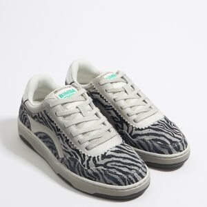 BIMBA Y LOLA Gray tiger print leather cupsole sneaker LIGHT GREY 37 adult