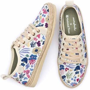 White Wembury Print Wagtail Organic Cotton Lace-Up Trainers   Size 4   Wagtail Moshulu - 4