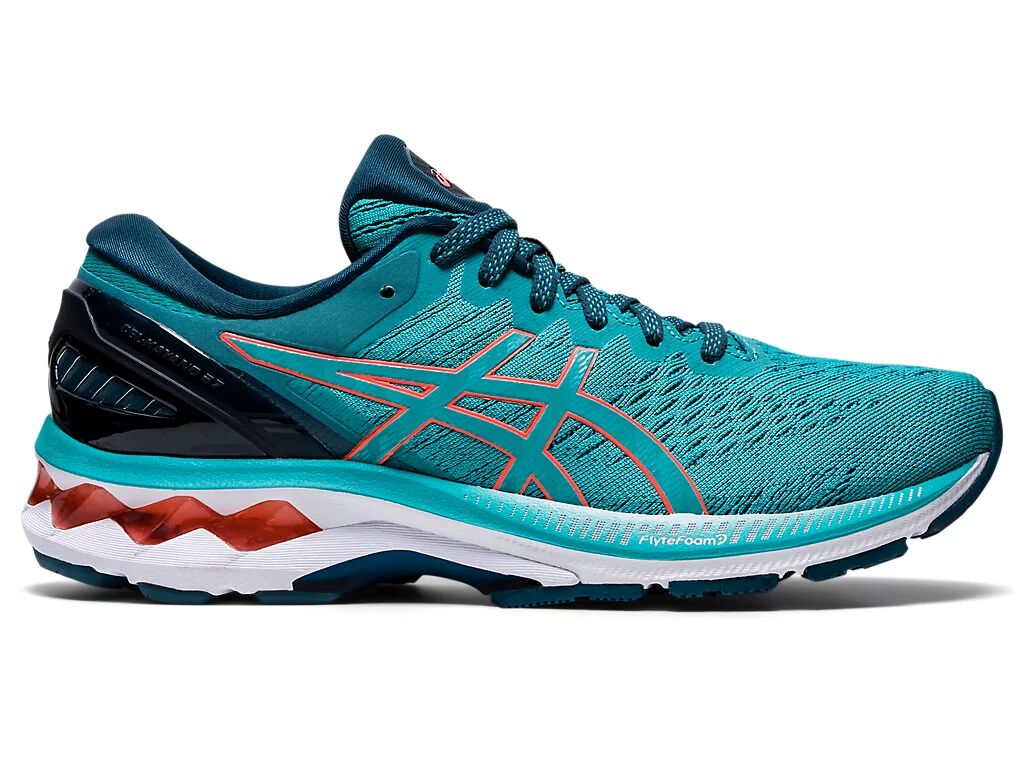 ASICS Gel - Kayano 27 Techno Cyan / Sunrise Red FeMale Size 10.5