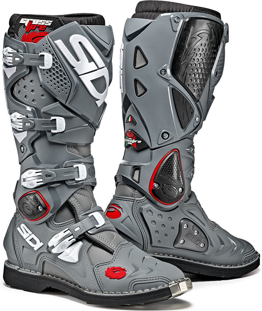 Sidi Crossfire 2 Motocross Boots Bottes Motocross Gris Rouge 46