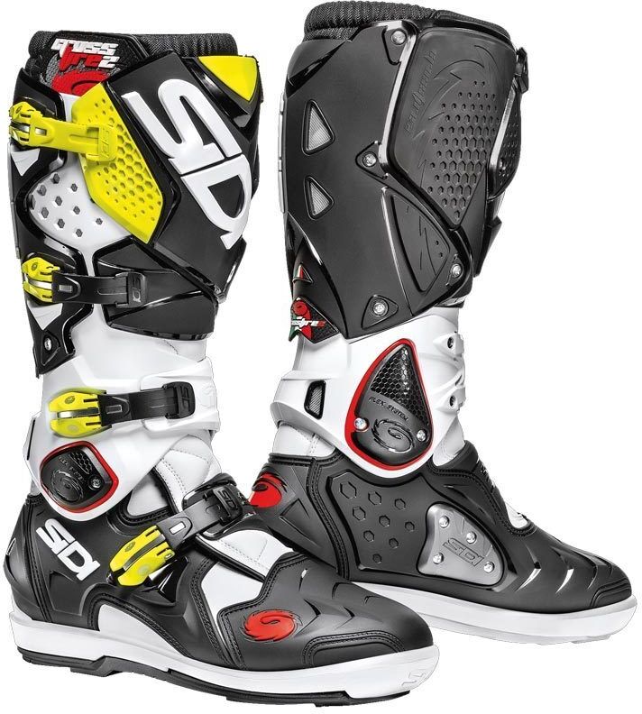 Sidi Crossfire 2 SRS Motocross Boots Bottes Motocross Noir Blanc Jaune 46