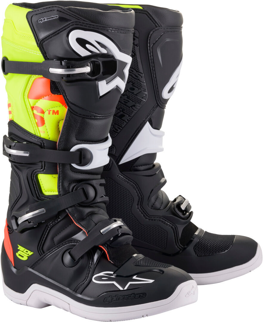 Alpinestars Tech 5 Bottes de motocross Noir Rouge Jaune 48