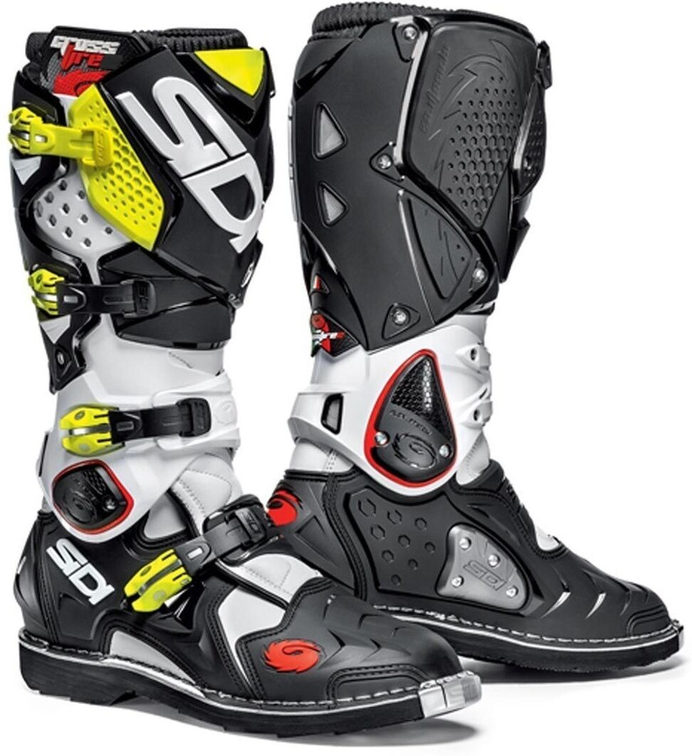 Sidi Crossfire 2 2016 Bottes de motocross Noir Blanc Jaune 49