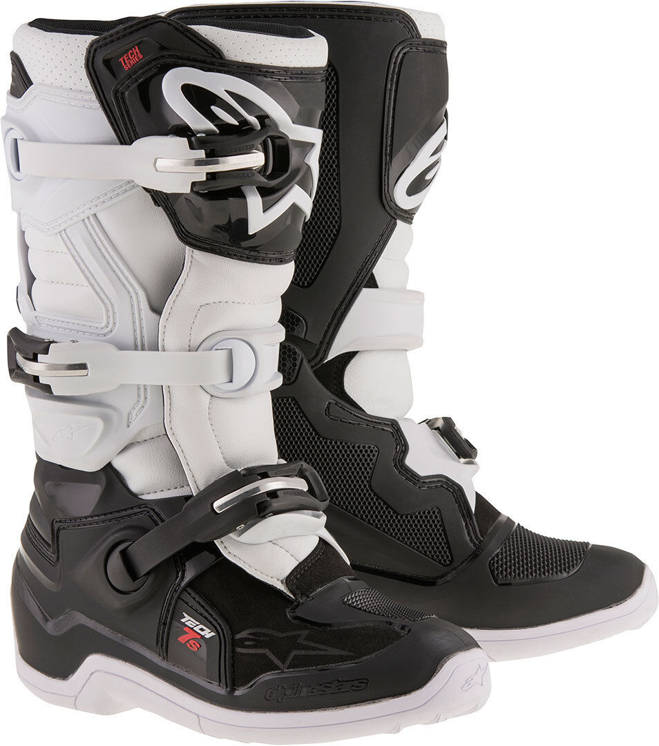 Alpinestars Tech 7S Youth Motocross Boots Bottes de motocross pour les jeunes Noir Blanc 37