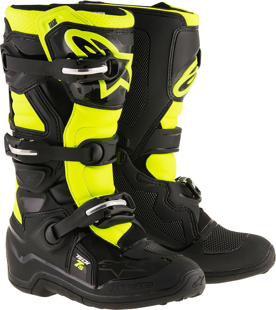 Alpinestars Tech 7S Youth Motocross Boots Bottes de motocross pour les jeunes Noir Jaune 40 41