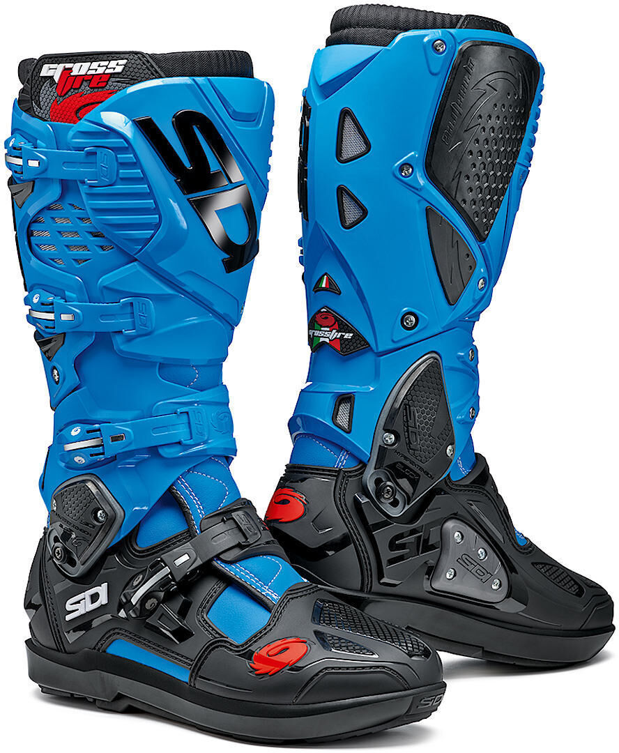 Sidi Crossfire 3 SRS Motocross Boots Bottes Motocross Noir Bleu 40