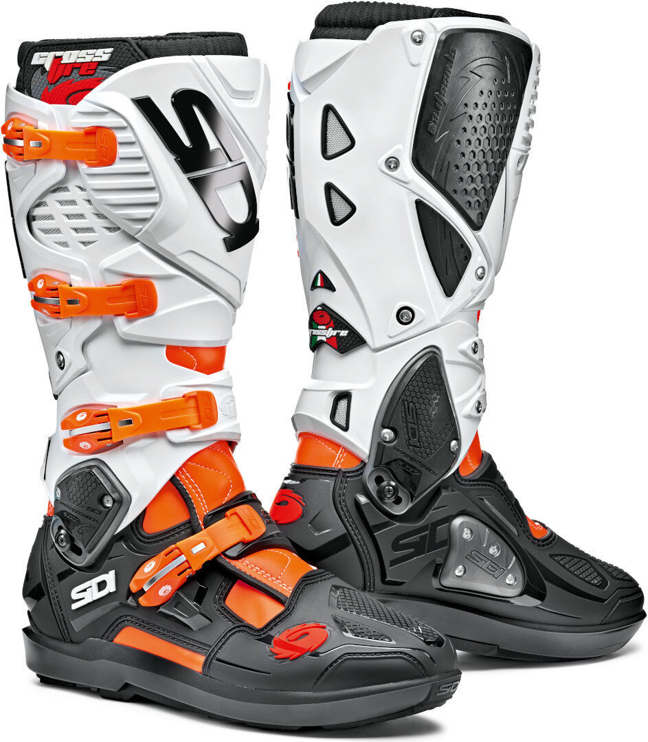 Sidi Crossfire 3 SRS Motocross Boots Bottes Motocross Noir Blanc Orange 45