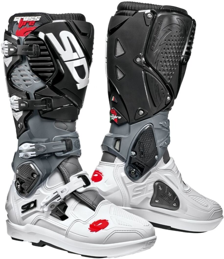 Sidi Crossfire 3 SRS Motocross Boots Bottes Motocross Noir Gris Blanc 46