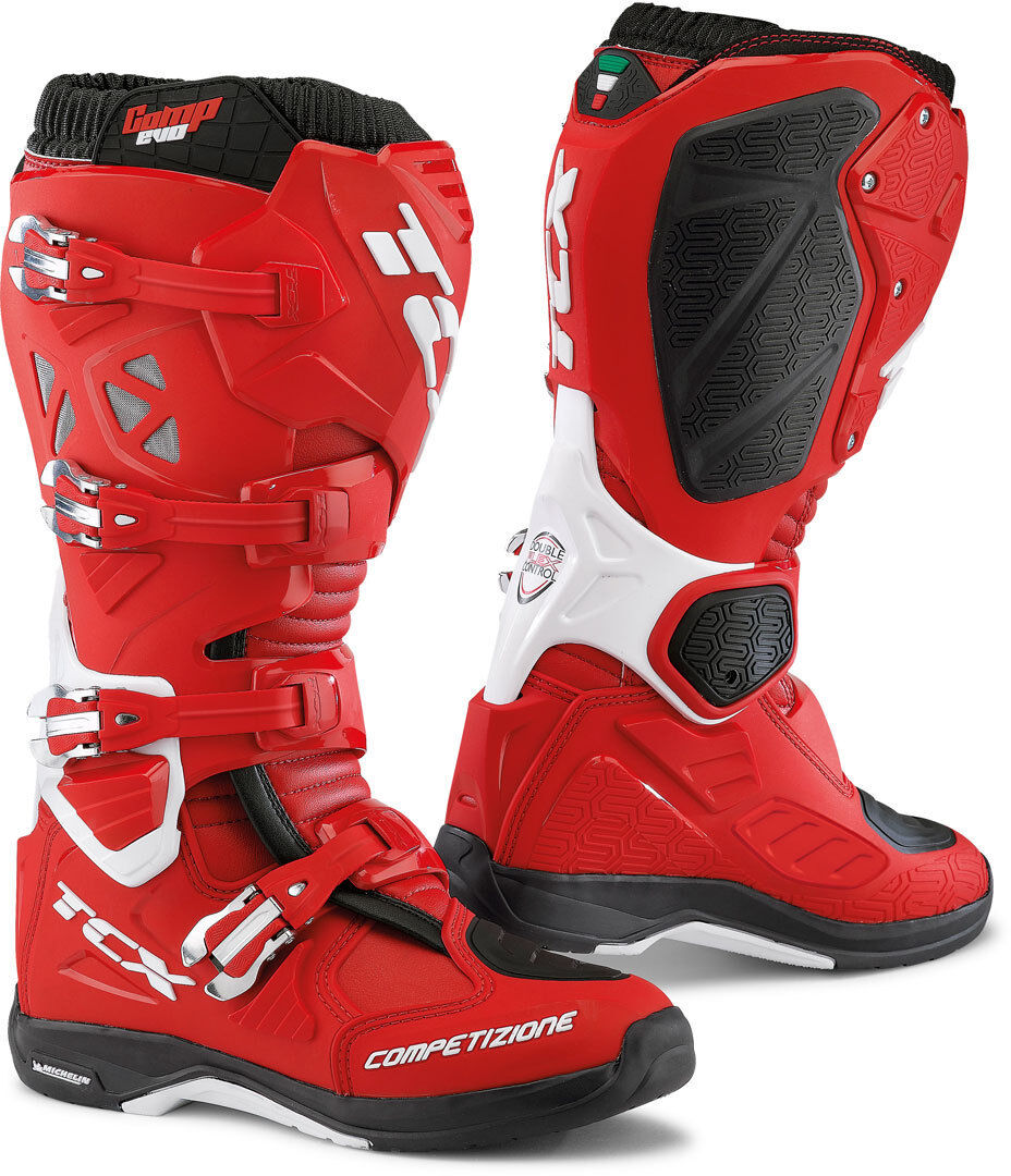 TCX Comp Evo 2 Michelin Motocross Boots Bottes de motocross Blanc Rouge 42