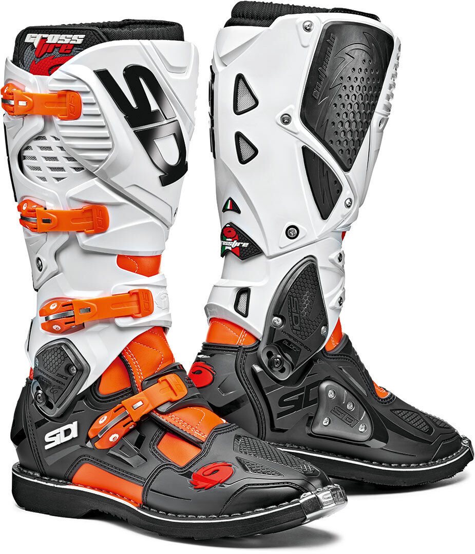 Sidi Crossfire 3 Motocross Boots Bottes Motocross Noir Blanc Orange 46
