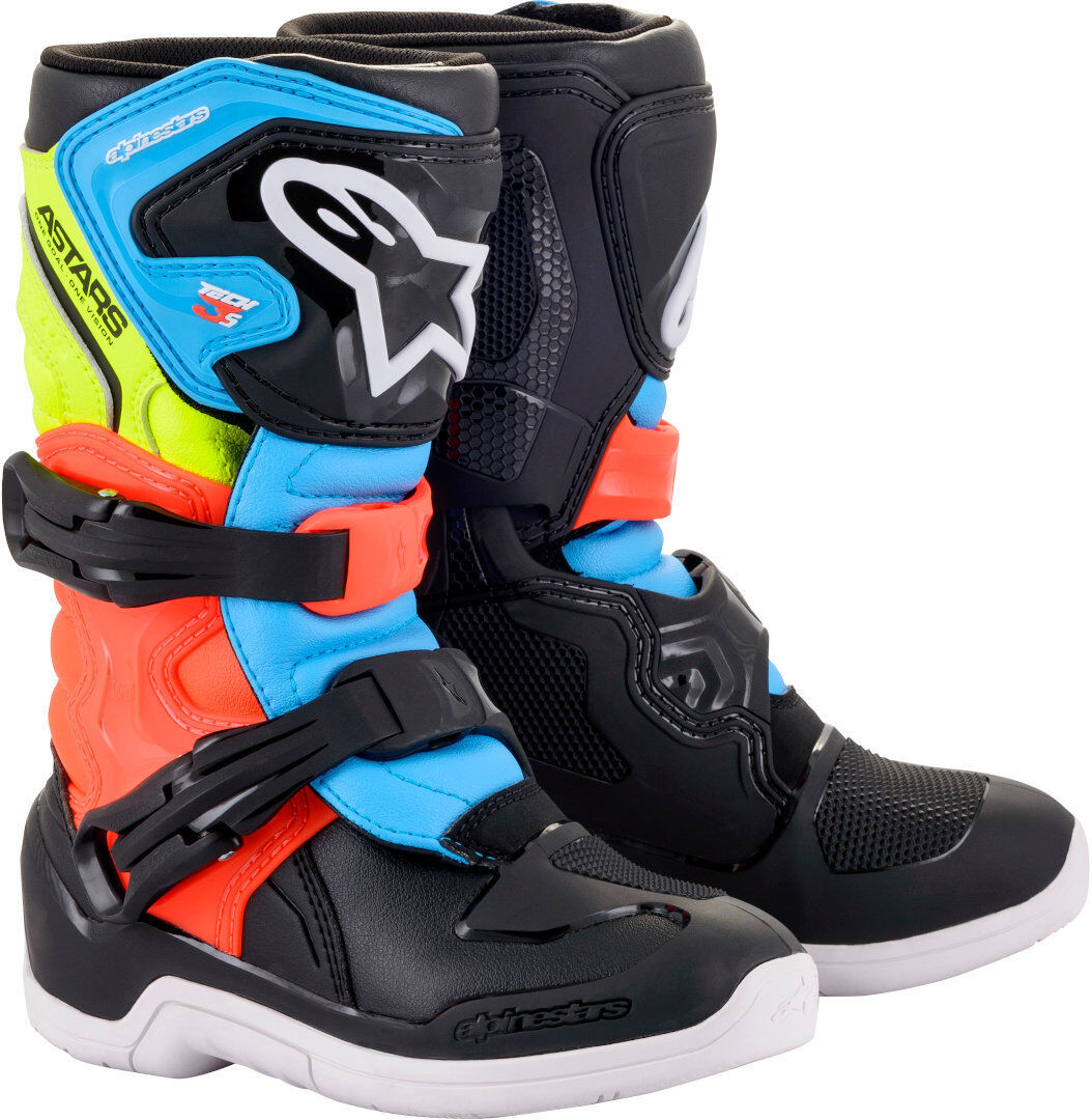 Alpinestars Tech 3S Bottes de motocross pour enfants Noir Rouge Jaune 28