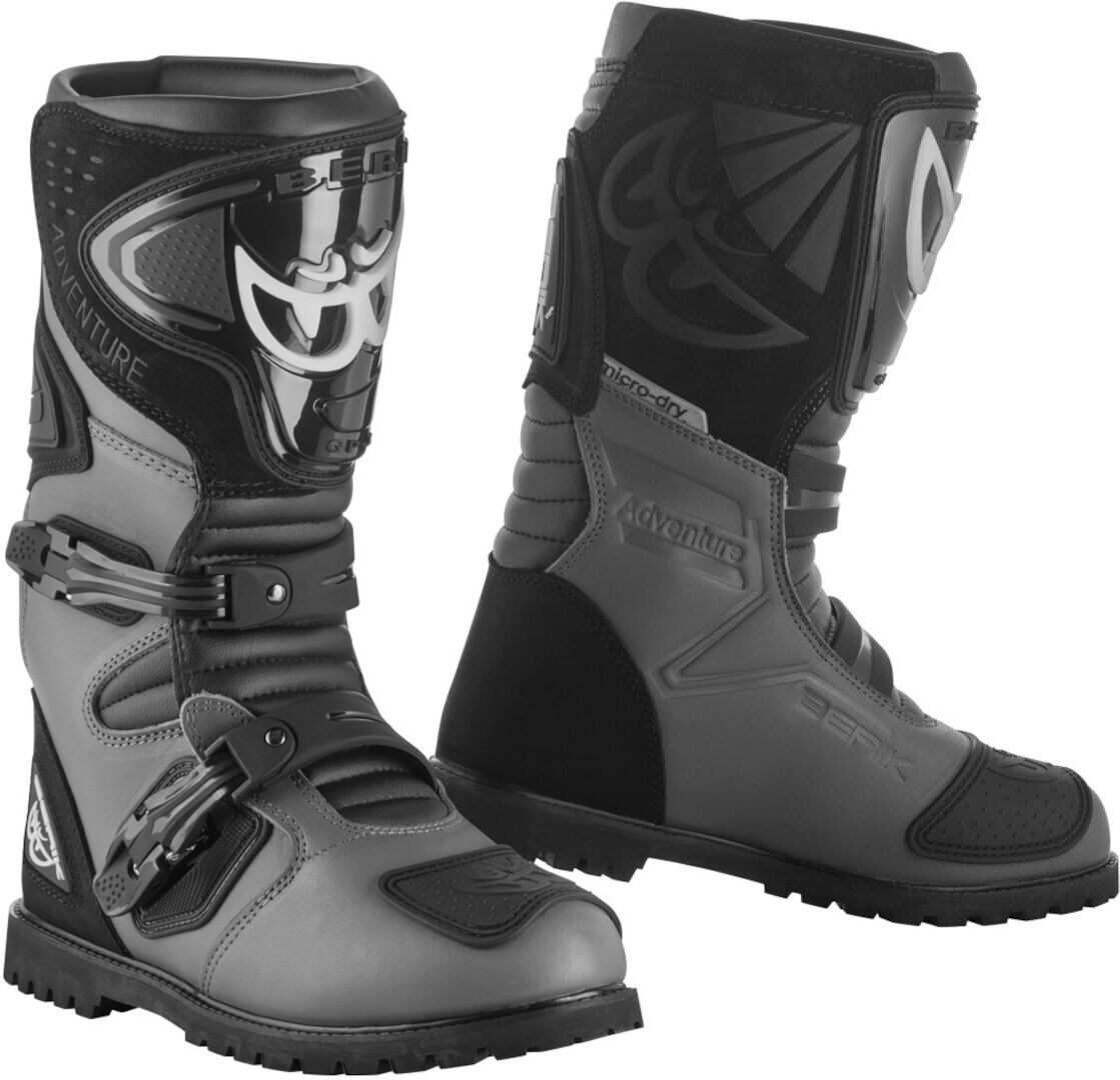 Berik All Terrain Adventure Waterproof Motorcycle Boots Bottes de moto imperméables Noir Gris 46