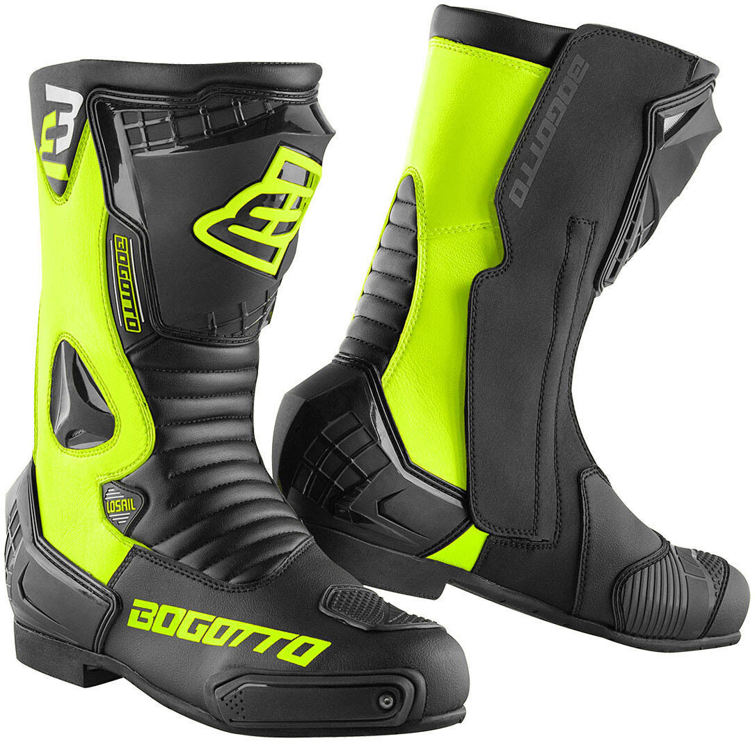 Bogotto Losail Motorcycle Boots Bottes de moto Noir Jaune 45