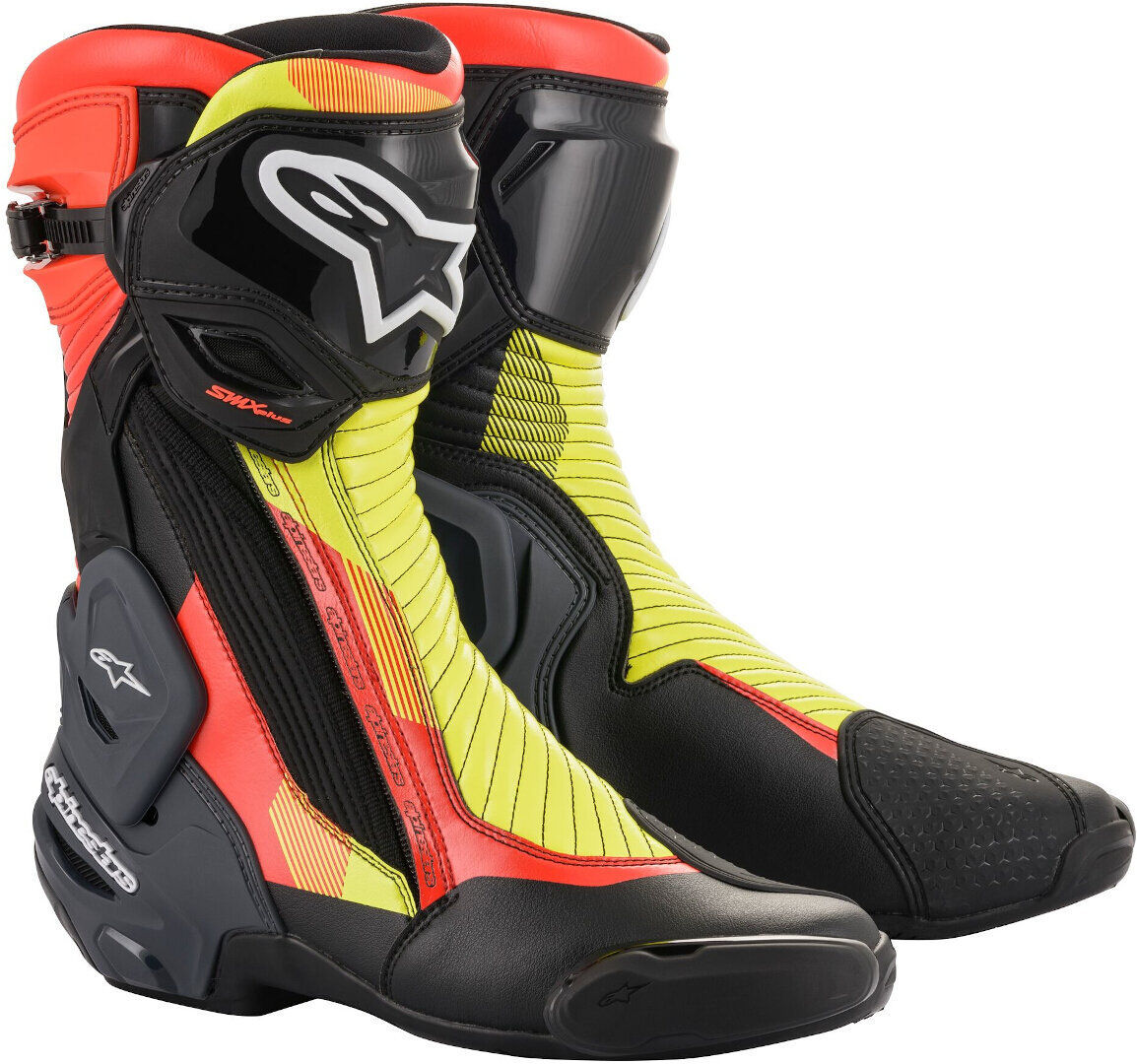 Alpinestars SMX Plus v2 Bottes de moto Noir Rouge Jaune 47