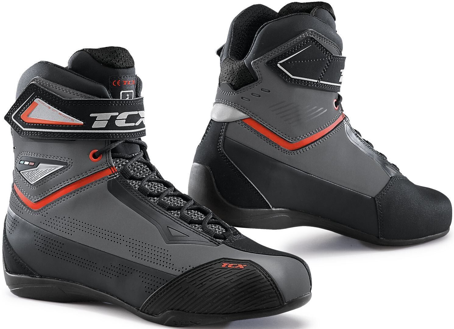 TCX Rush 2 Air Chaussures de moto perforées Gris Rouge 40