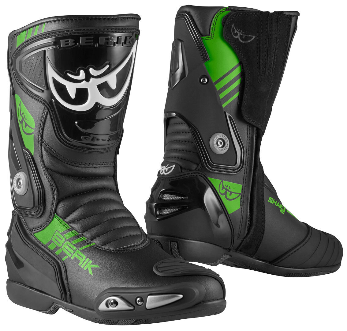 Berik Shaft 3.0 Bottes de moto Noir Vert 47