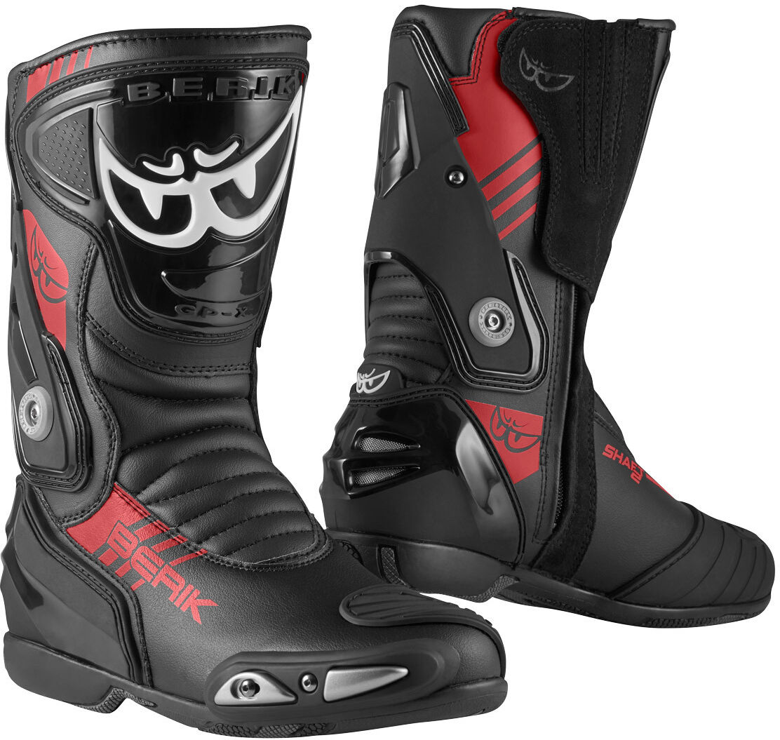 Berik Shaft 3.0 Bottes de moto Noir Rouge 46