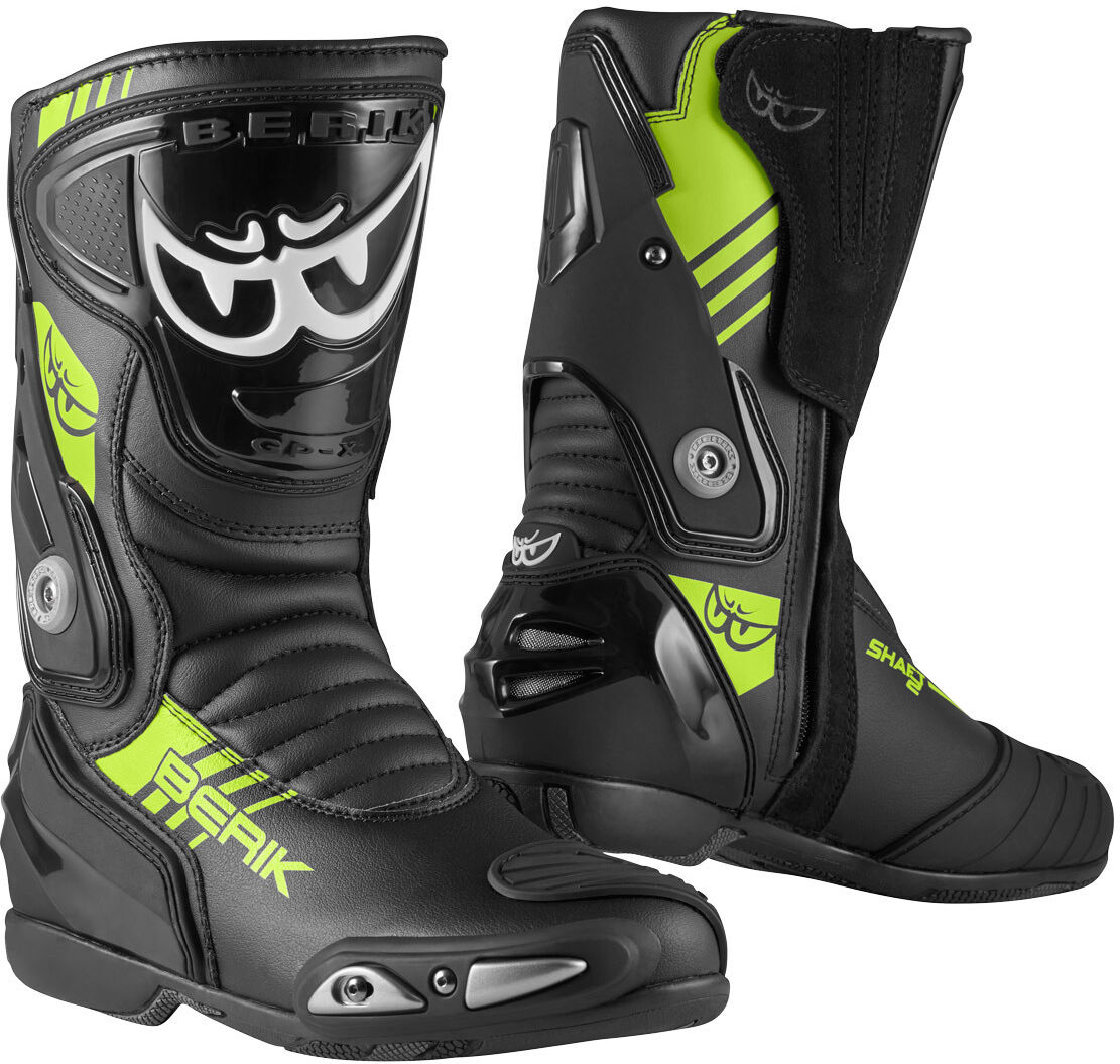 Berik Shaft 3.0 Bottes de moto Noir Jaune 43