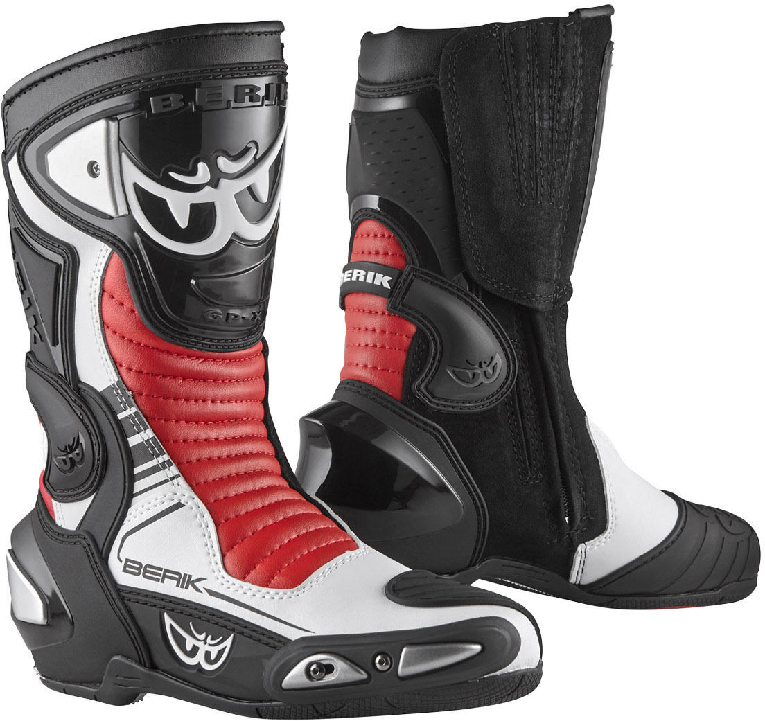 Berik Race-X EVO Bottes de moto Noir Blanc Rouge 47