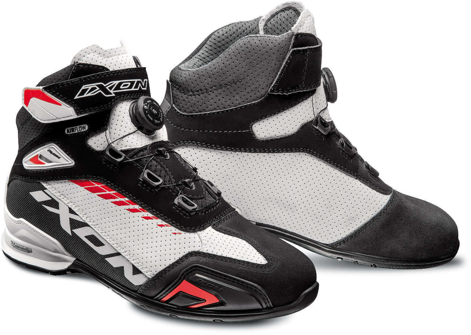 Ixon Bull Vented Chaussures de moto Noir Blanc Rouge 39