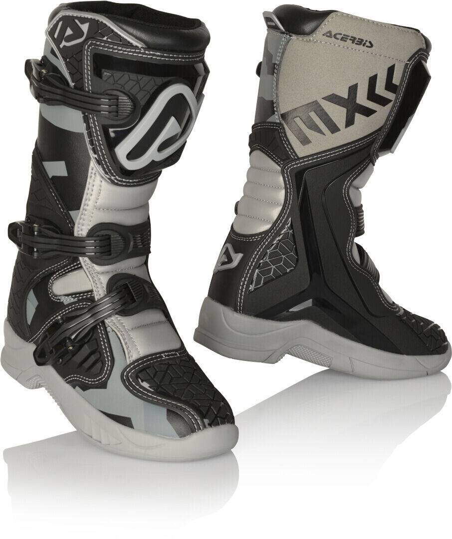 Acerbis X-Team Kids Motocross Boots Bottes de motocross pour enfants Noir Gris 33