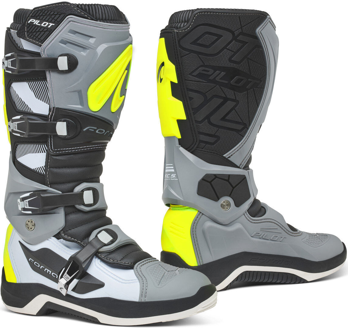 Forma Pilot Motocross Bottes Gris Jaune 40