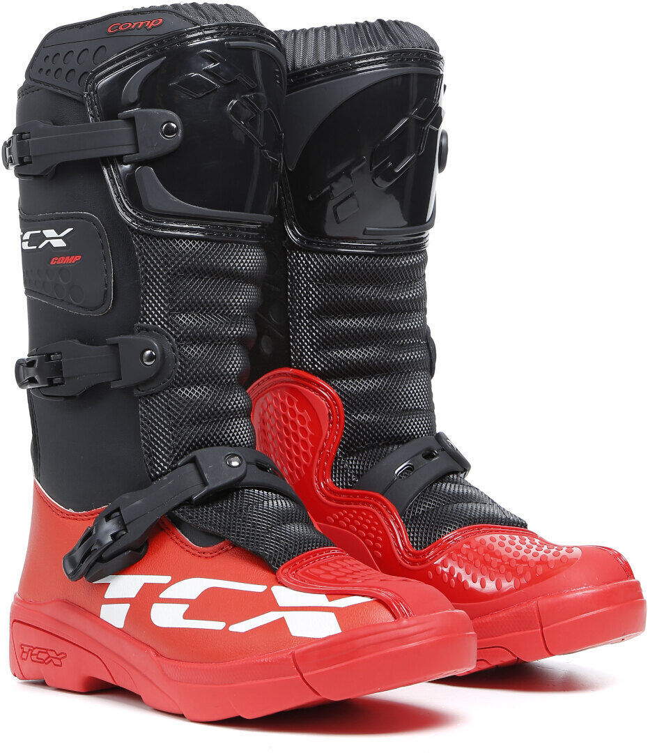 TCX Comp Bottes de motocross pour enfants Noir Rouge 40