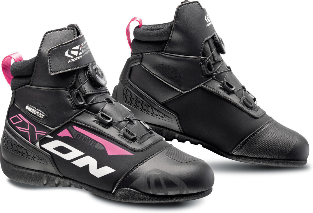 Ixon Ranker WP Chaussures de moto pour dames Noir Blanc Rose Pourpre 36