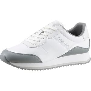 Calvin Klein Sneaker, im Materialmix, Freizeitschuh, Halbschuh, Schnürschuh weiss-hellgrau Größe 43