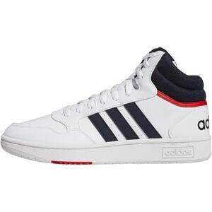 Adidas Herren Hoops 3.0 Mid Sneakers, Ftwr White/Legend Ink/Vivid Red, 39 1/3 EU