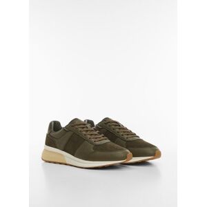 mango man Sneakers mit kontrastierenden Lederdetails - Khaki - 46 - männlich