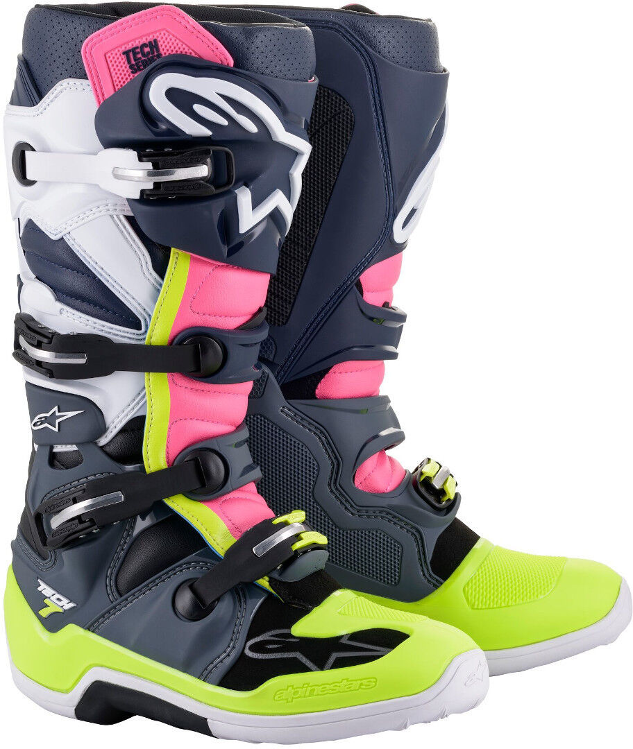 Alpinestars Tech 7 Motocross Stiefel 51 Grau Weiss Pink