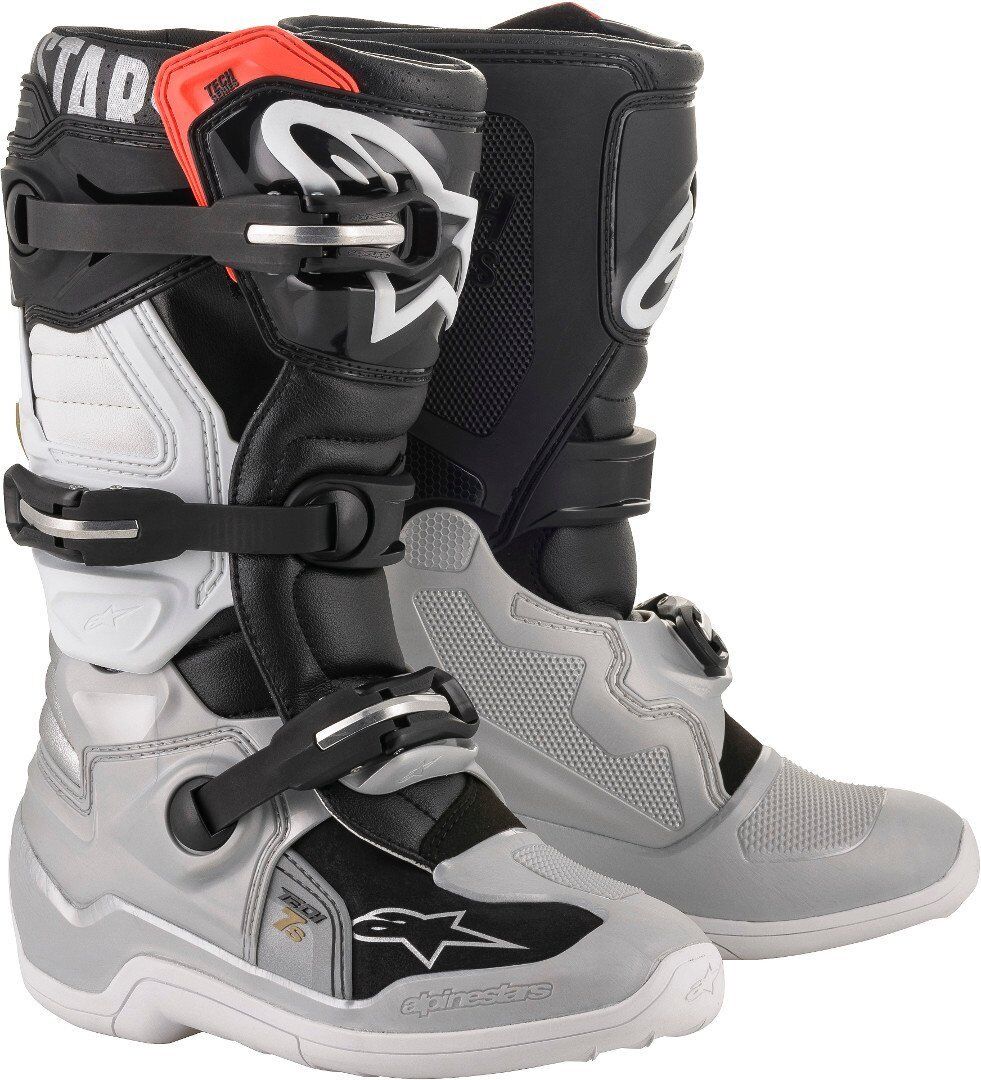 Alpinestars Tech 7S Jugend Motocross Stiefel 35 36 Schwarz Silber