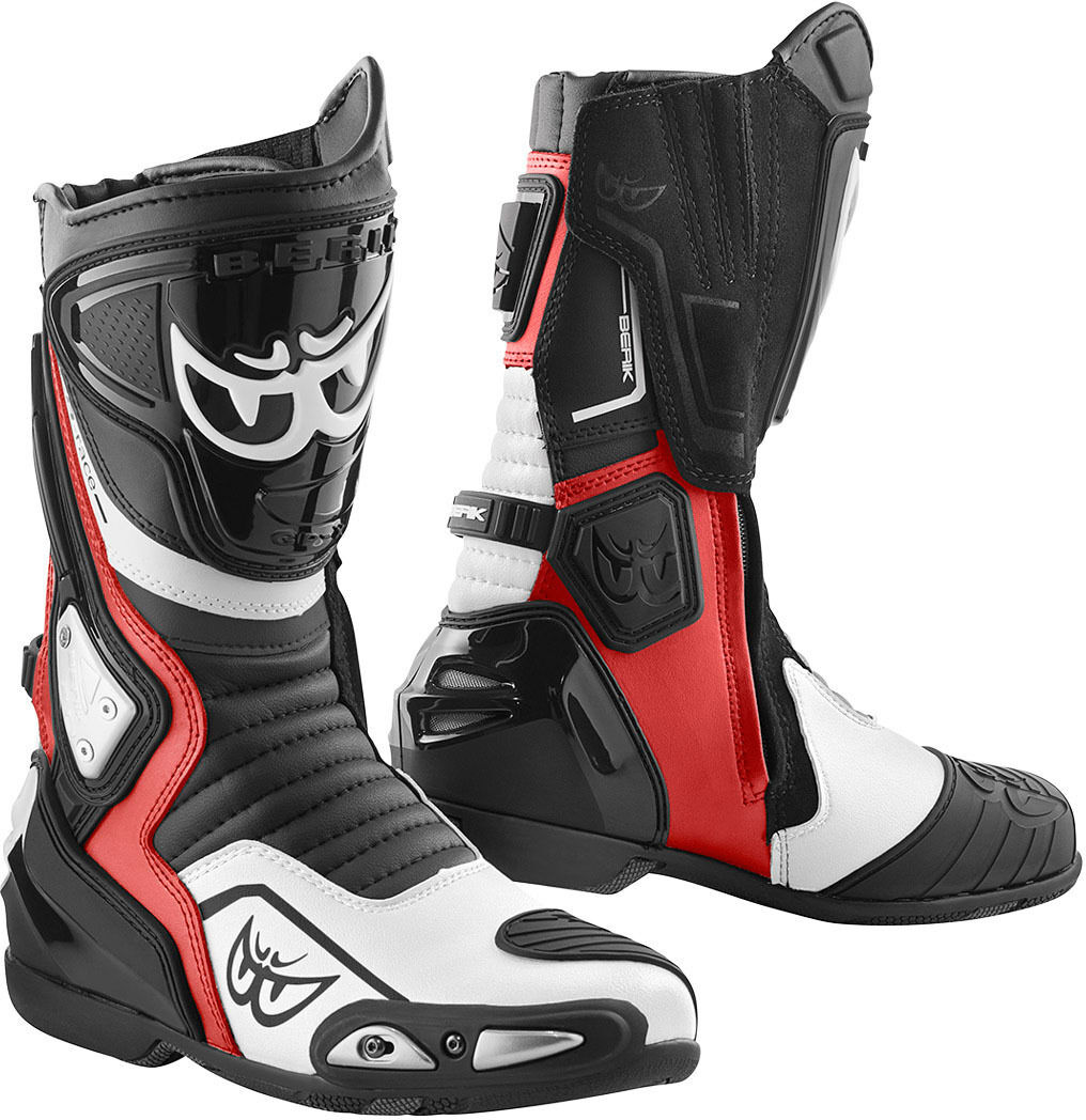 Berik Donington Motorradstiefel 45 Schwarz Weiss Rot