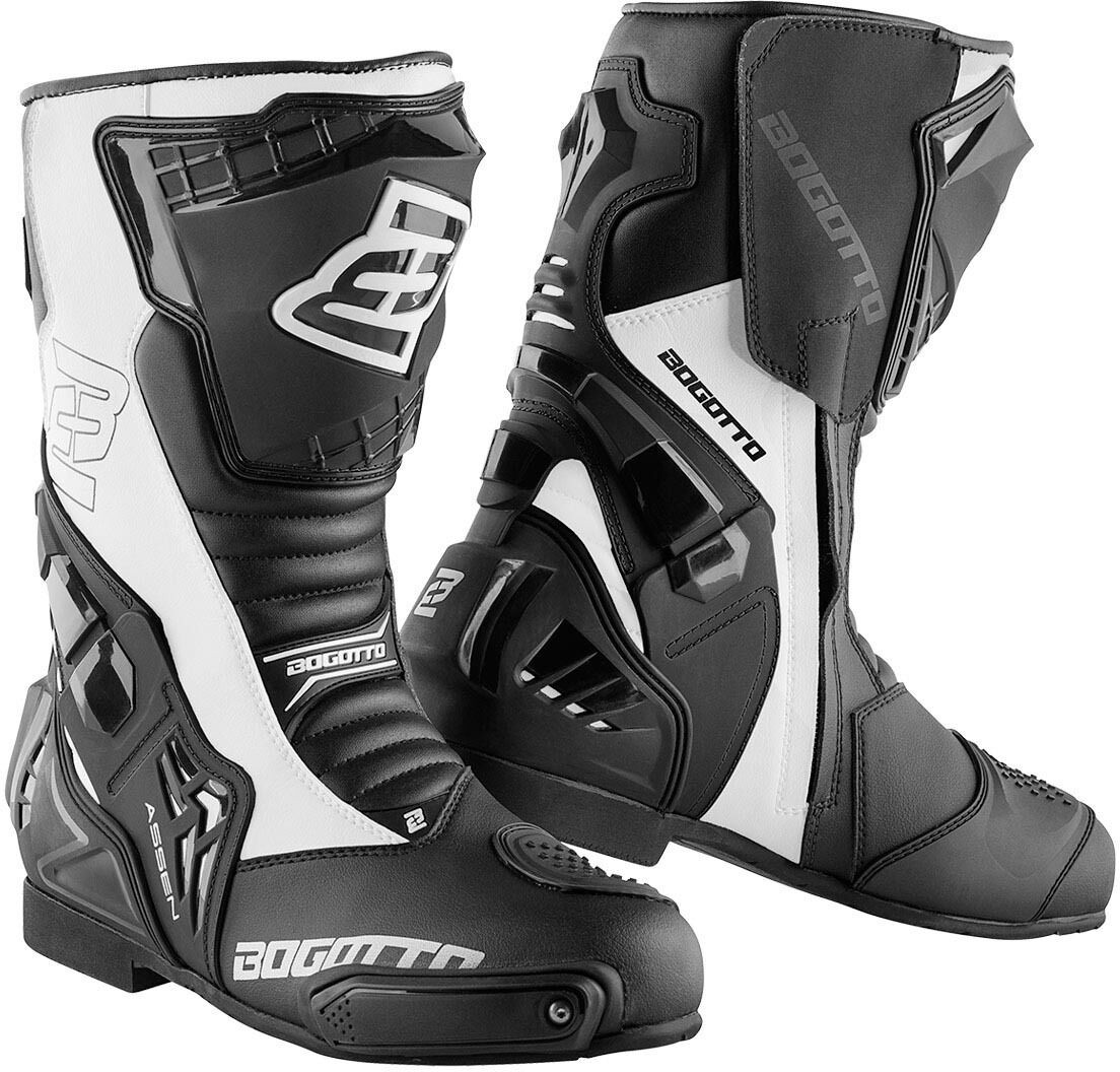 Bogotto Assen Motorradstiefel 42 Schwarz Weiss