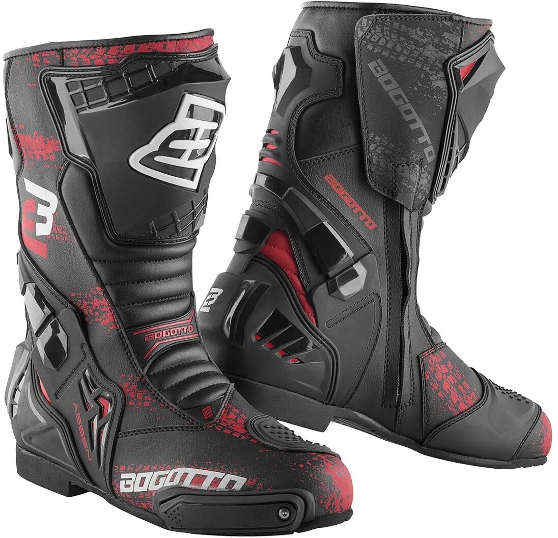 Bogotto Assen Evo Motorradstiefel 47 Schwarz Rot