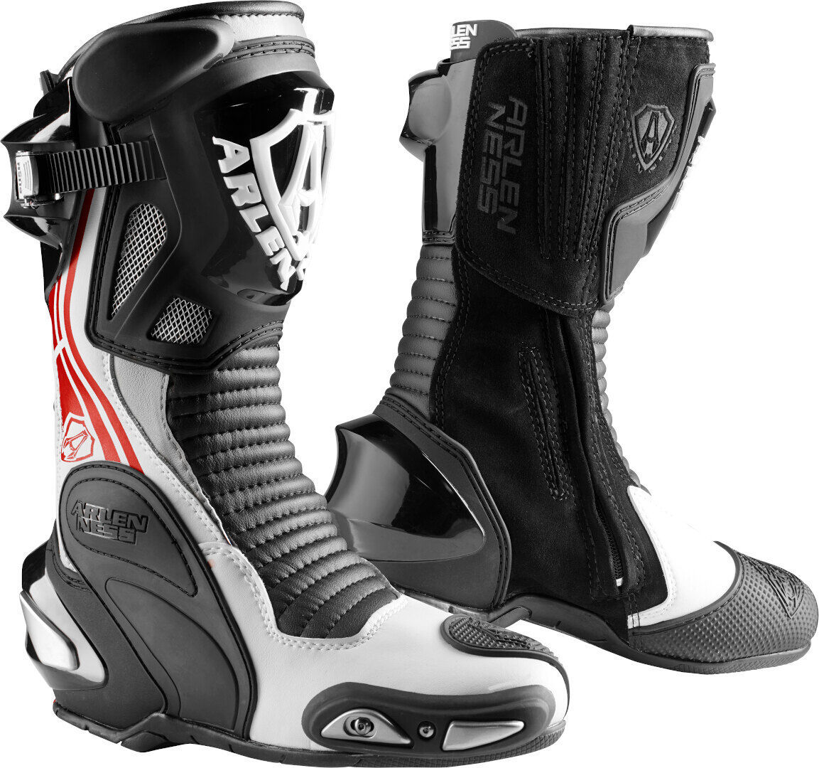 Arlen Ness Pro Shift 2 Motorradstiefel 42 Schwarz Weiss Rot