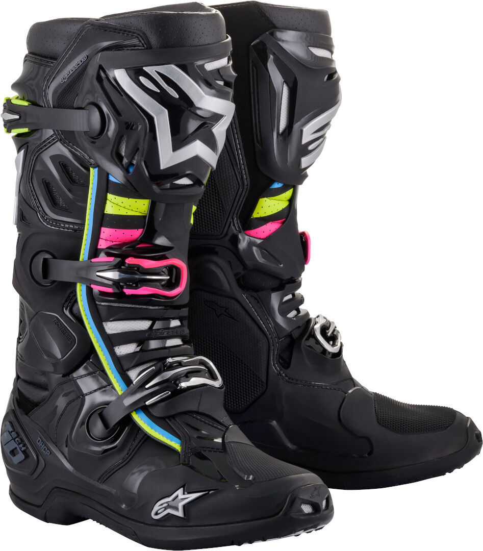 Alpinestars Tech 10 Supervented Motocross Stiefel 48 Schwarz Pink Gelb