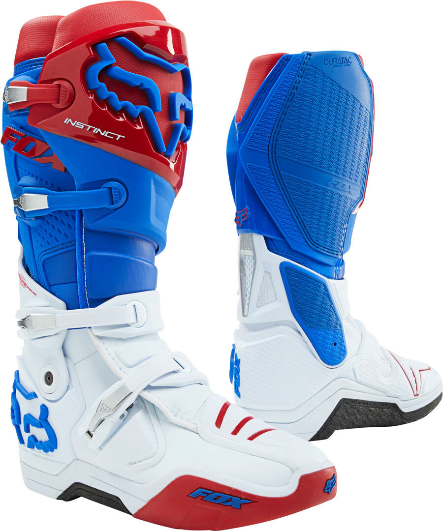 FOX Instinct Motocross Stiefel 50 Weiss Rot Blau