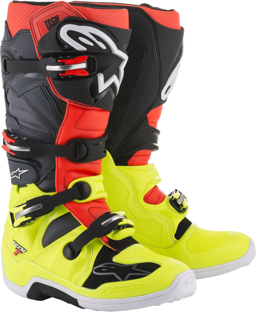 Alpinestars Tech 7 Motocross Boots Motokrosové boty 49 50 Černá červená žlutá