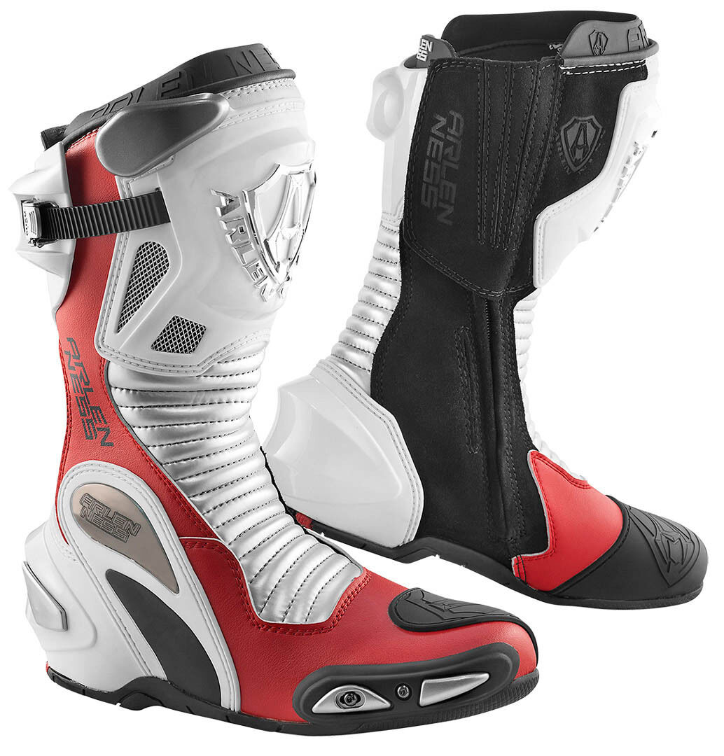Arlen Ness Xaus Replica Motorcycle Boots Motocyklové boty 45 Černá Bílá červená