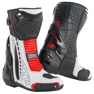 Bogotto Donington Motorrad Stiefel - Schwarz Weiss Rot - 47 - unisex