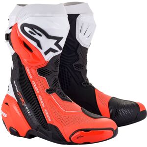 Alpinestars Supertech R Vented, Stiefel perforiert Schwarz/Weiß/Neon-Rot 48 EU male