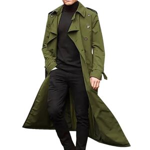 Windbreaker lang vinterfrakke til mænd enkel frakke H Green XL