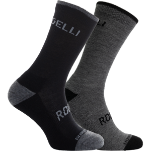 Rogelli Merino Wool 2-Pack Vinterstrømper, Grey/black, 40-43 - Mand - Grå / Sort