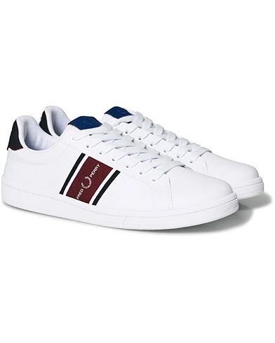 Fred Perry B721 Leather/Webbing Sneaker White/Navy men 42 Hvid