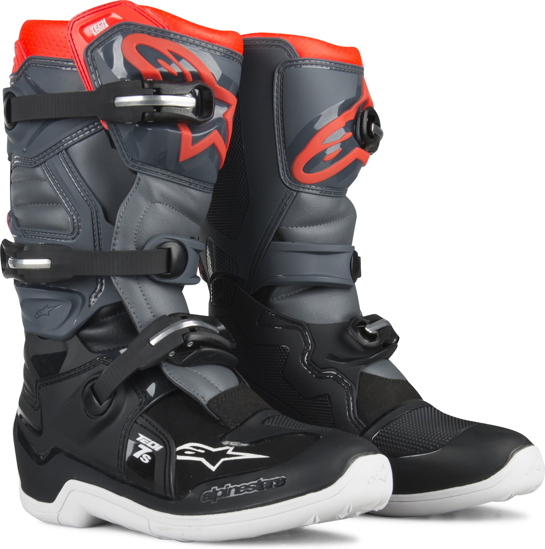 Alpinestars Botas de Cross  Tech 7S Niño Negro-Gris-Rojo Fluo